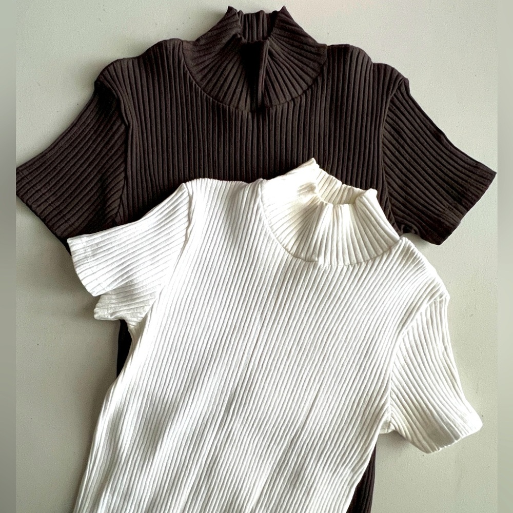 🤎🤍👚GAP (LOT of 2) Cotton Stretch Mock Turtleneck🐢Tops